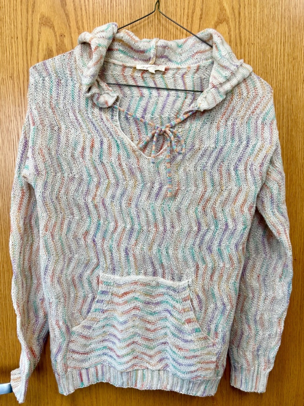 Mystree Multicolor Chevron Hooded Sweater, also known as Beach Love Sweater, S.